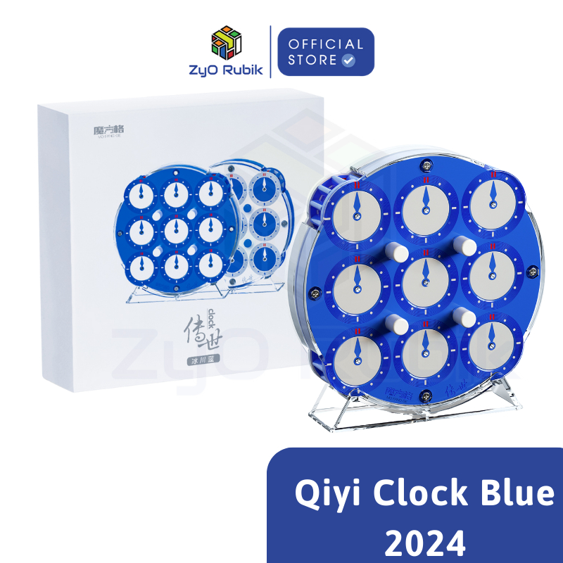 Rubik Biến Thể Qiyi Clock Blue Magnetic - Rubik Đồng Hồ Có Nam Châm- Zyo Rubik