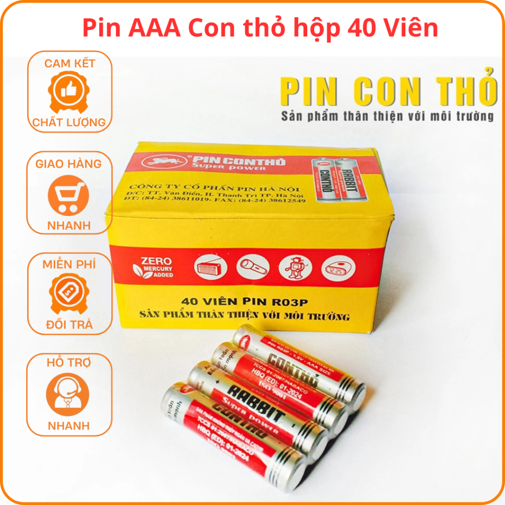 Combo 40 viên pin AA và AAA CON THỎ.