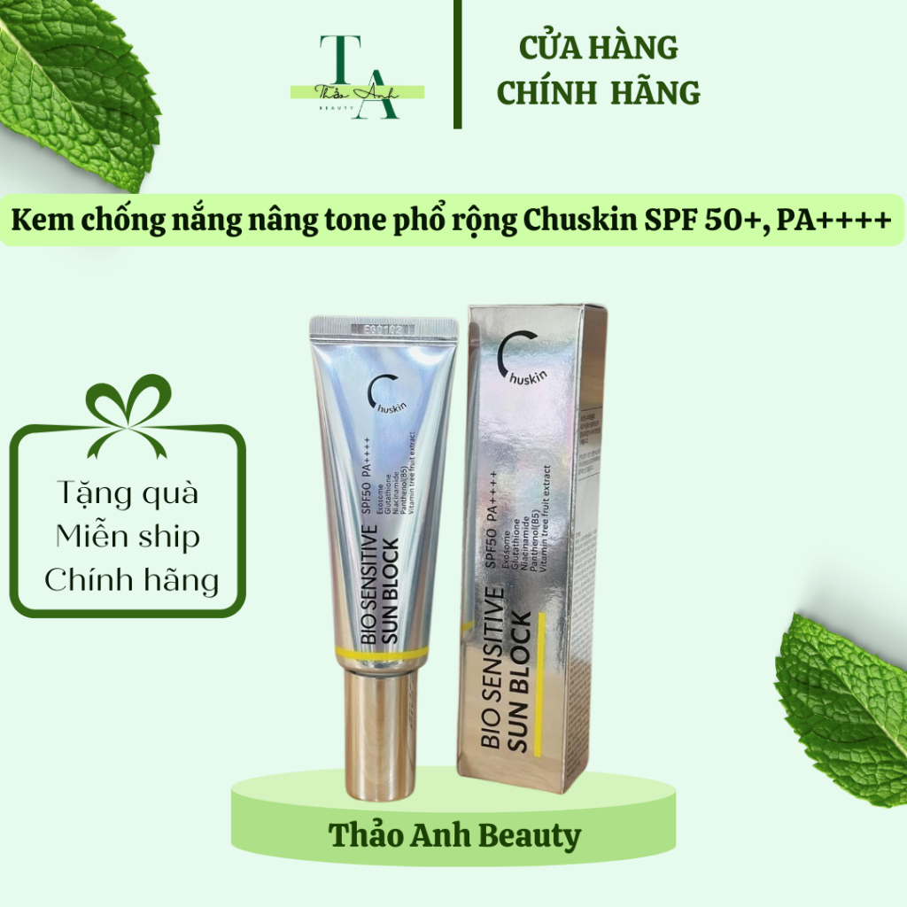  Kem chống nắng Nâng Tone Kiềm Dầu Dưỡng Trắng Chuskin SPF50 PA++++ 50ml 
