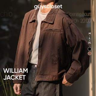 Áo Khoác William Jacket GUY's Closet - Áo Khoác Vải Bò Phối Cổ Nhung Tăm, Denim Nam Form Crop, Chất Liệu Dày Dặn,