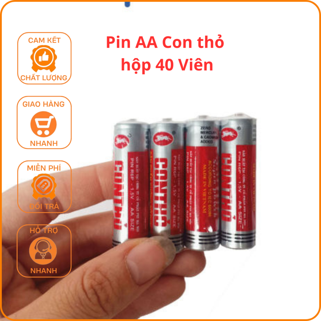 Vỉ 4 viên pin Con thỏ AA và AAA