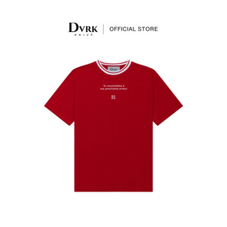 Áo Thun Boxy Tee Cổ Sọc Trắng Đỏ In Logo Privé-DVRK-24SS