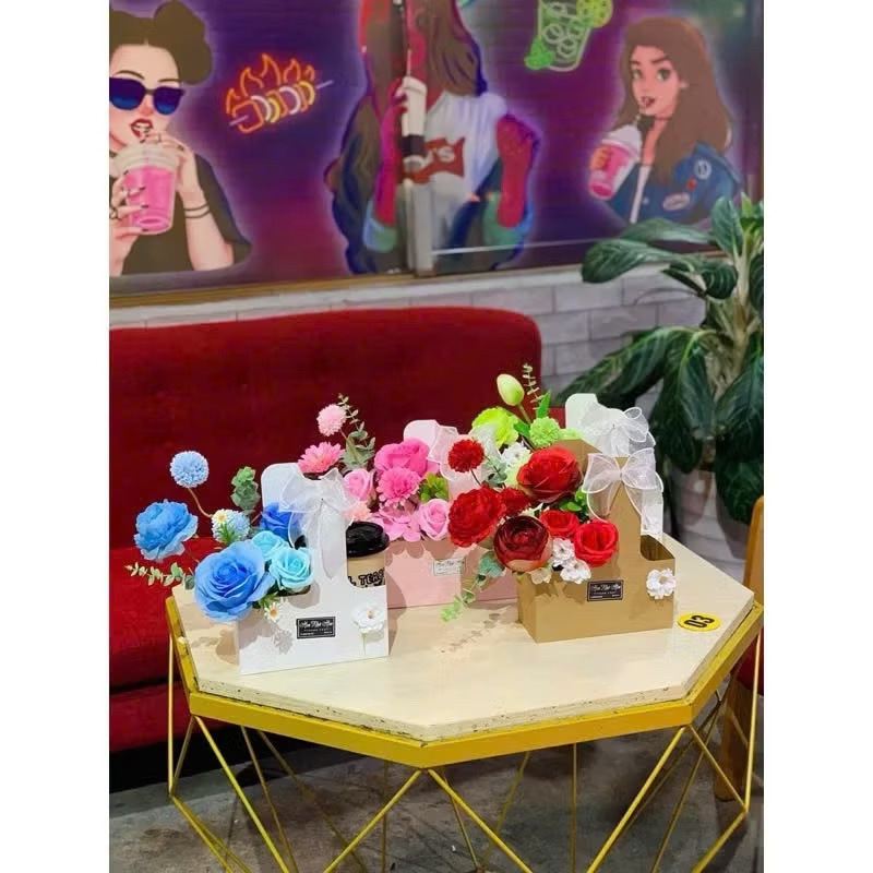 Túi Kraft 2 ngăn, túi đựng trà sữa, túi đựng hoa, túi tặng quà đa năng