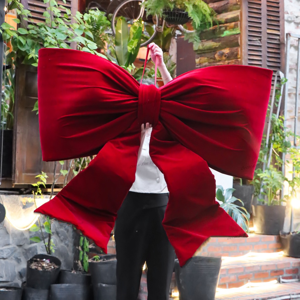 Nơ Nhung Đỏ Đậm Đuôi Cá 1 Mét NCC01 Sang Trọng Trang Trí Decor Tiệc, Sảnh Lớn