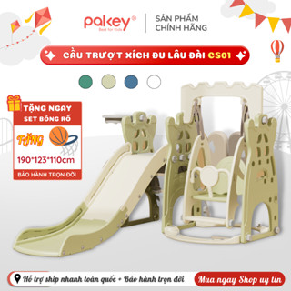 Cầu Trượt Xích Đu Cho Bé 2025 PAKEY - Cầu Trượt Lâu Đài Kèm Bóng Rổ, Bảo Hành 1 Năm, Đồ Chơi Vận Động Hottrend