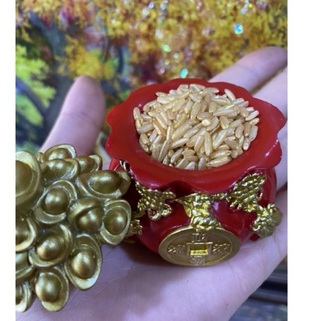 Hũ gạo vàng tài lộc trưng bàn Thần Tài chiêu tài lộc
