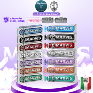 Kem Đánh Răng Ý Marvis Classic 85ml Đủ Loại - 9 Hương Vị Cổ Điển, Marvis Bạc Hà Trắng Răng Whitening Smokers Strong Mint