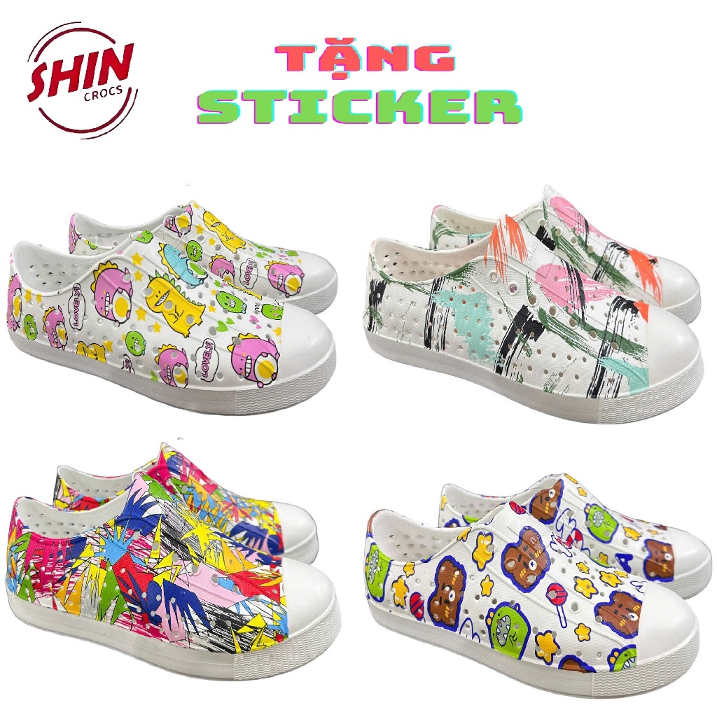 giày native💖FREESHIP💖 giày native họa tiết 3 màu bán chạy SHINNATIVE tặng thêm 2 jibitz native