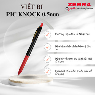 Viết bi bấm Pic Knock 0.5mm - Zebra [Chính hãng]