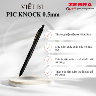 Viết bi bấm Pic Knock 0.5mm - Zebra [Chính hãng]