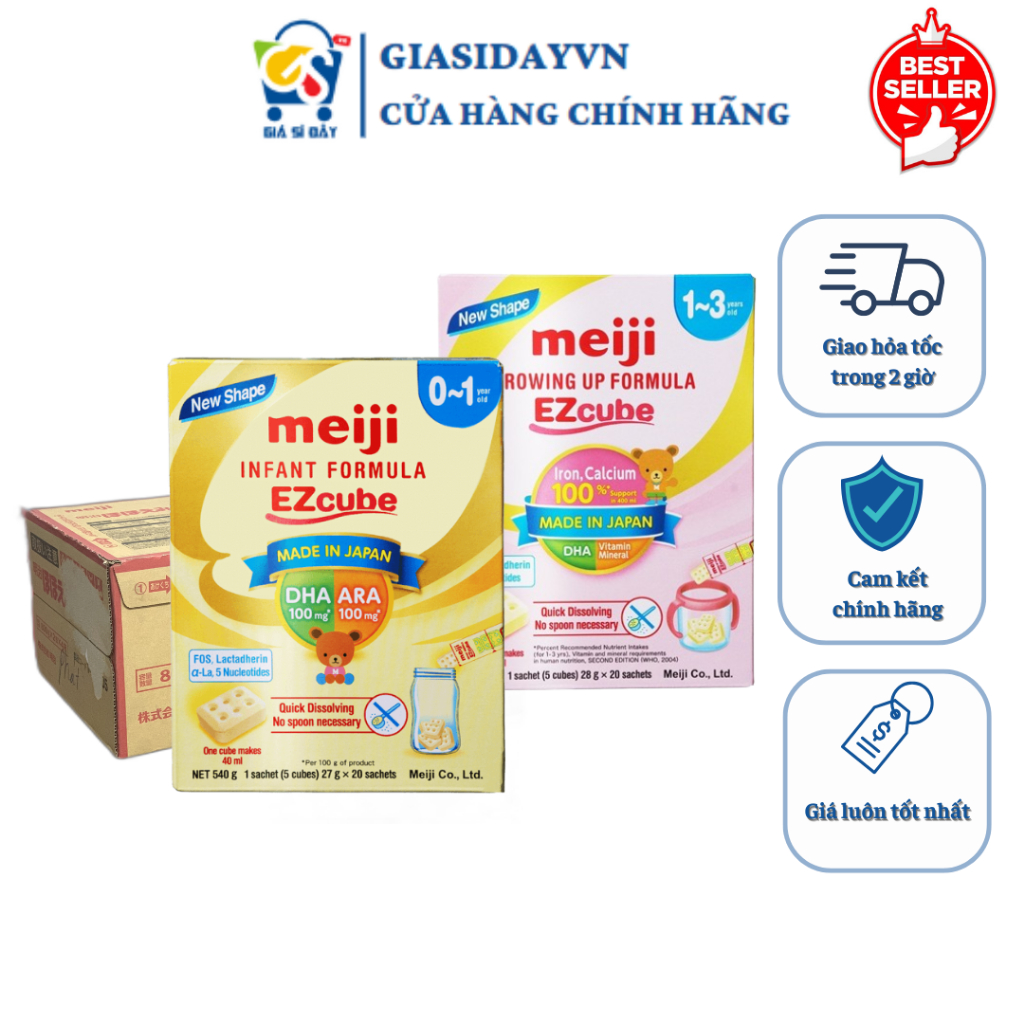 [2028][Thùng] Sữa Meiji NHẬP KHẨU Thanh Số 0 Số 9 Nhật Hộp 20 Thanh - Sữa Bột Công Thức 540g, 560g