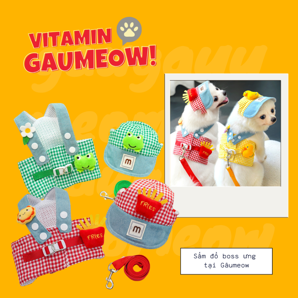 Áo Yếm Cho Chó Mèo • Áo Cho Chó Mèo Kèm Mũ và Dây Dắt - Gâumeow