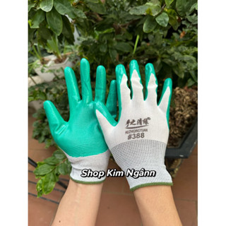 Combo 12 Đôi Găng tay lao đông phủ sơn xanh lá 388 loại dày , bao tay lao động phủ sơn , Găng tay các loại !