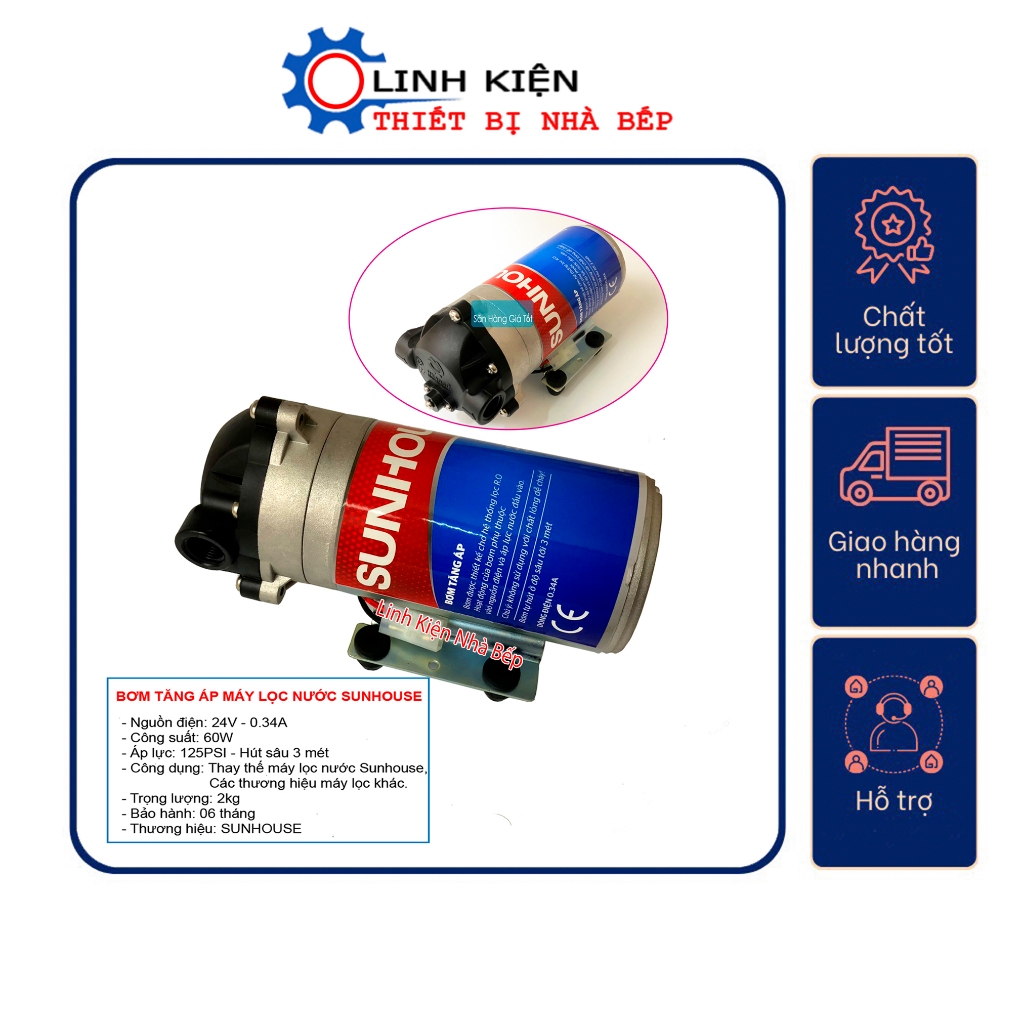 Bơm máy lọc nước Sunhouse / Bơm tăng áp máy lọc nước RO Sunhouse