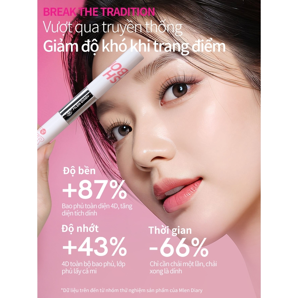 Keo Hai đầu Mascara 4in1 MLEN DIARY CHÍNH HÃNG KEO Kết Hợp Dung Dịch Tẩy Keo, Tiết Kiệm Thời Gian Cho Người Mới Gắn Mi