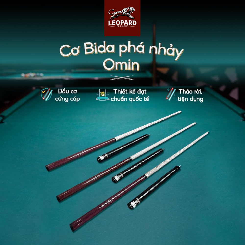 CƠ PHÁ NHẢY OMIN - CƠ BIDA 3 KHÚC THÁO RỜI TIỆN DỤNG CAO CẤP - LEOPARD BILLIARDS