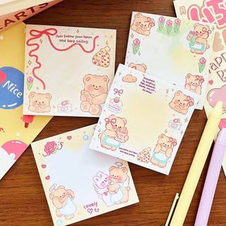 Giấy note ghi chú memo pad hình gấu Butter bear đáng yêu có keo dán 50 tờ