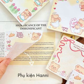 Giấy note ghi chú memo pad hình gấu Butter bear đáng yêu có keo dán 50 tờ