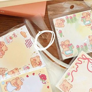 Giấy note ghi chú memo pad hình gấu Butter bear đáng yêu có keo dán 50 tờ