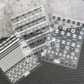 sticker miếng dán móng nail logo thương hiệu 3d, lụa 5d