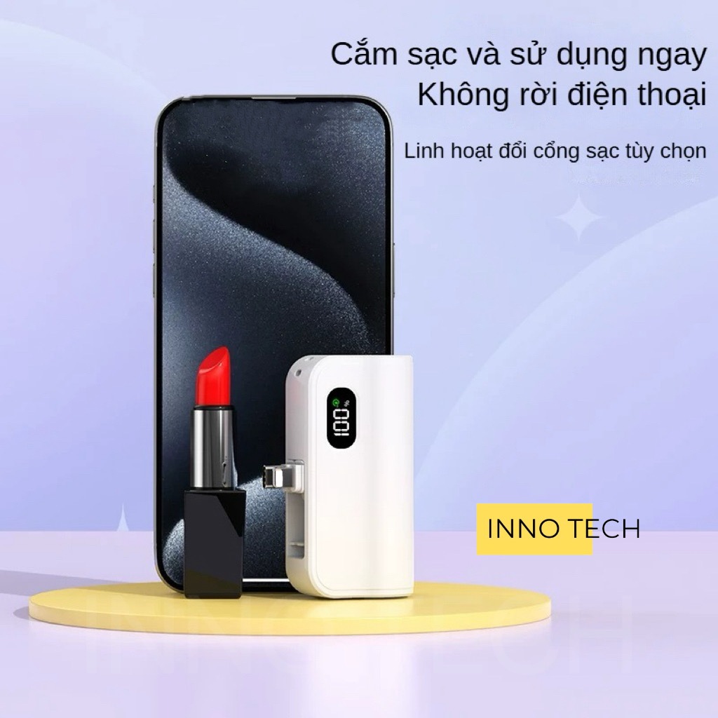 Sạc Dự Phòng 5000mAh Cắm Sạc 20w, Cổng Cắm Sạc Trực Tiếp Mọi Thiết Bị, Giá Kê Đứng Điện Thoại, Chui Sạc Kép Đầu Ra | BigBuy360 - bigbuy360.vn