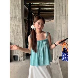 Áo 2 dây nữ Babydoll Thiết kế Dáng rộng Hàn Quốc Áo hai dây nữ Form rộng Tiểu thư Baby doll Thời trang