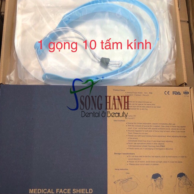 Kính che mặt (1 gọng 10 tấm kính)