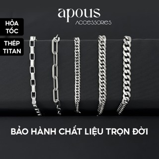 [V6] Vòng tay nam nữ Xích Cuban Vát Cạnh 8mm Basic - Thép Titan - Phụ kiện trang sức Unisex Apous