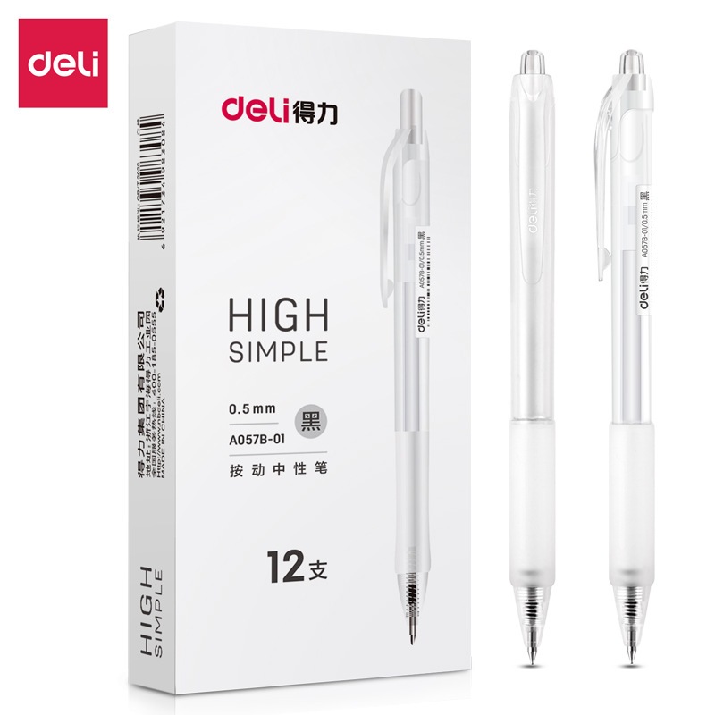 Bút Gel Deli A057B-01 Mực Đen Ngòi Refill Chính Hãng Bút Viết Học Sinh 0.5Mm Đồ Dùng Văn Phòng Phẩm