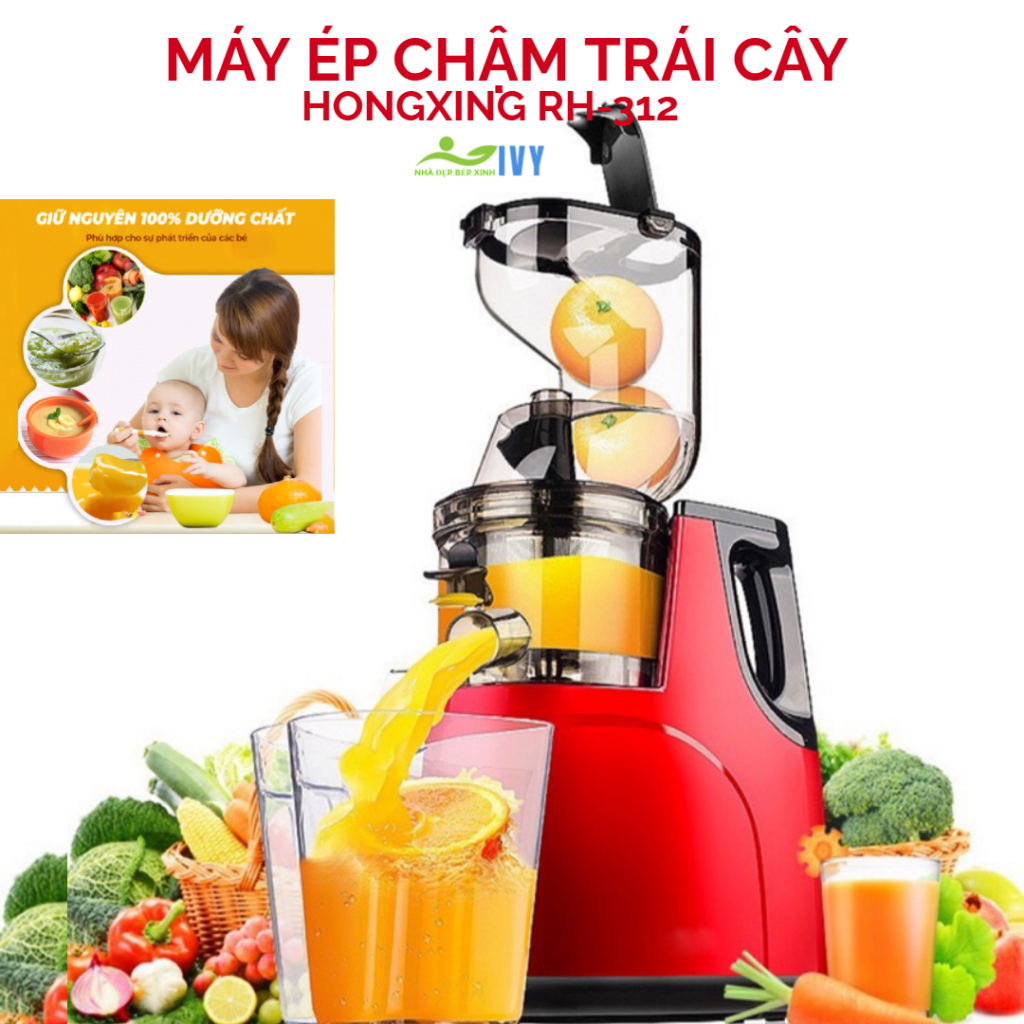 Máy ép chậm trái cây nguyên quả, ép nước hoa quả kiệt bã HONGXING RH-312