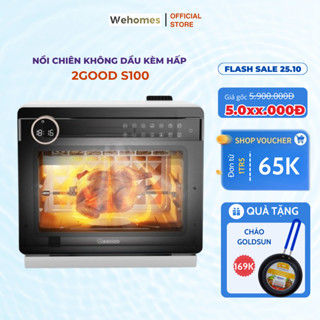 Nồi Chiên Không Dầu Kèm Hấp 2GOOD S100, Lòng nồi và phụ kiện INOX 304, Dung tích 20L, Lồng tự đảo 360°