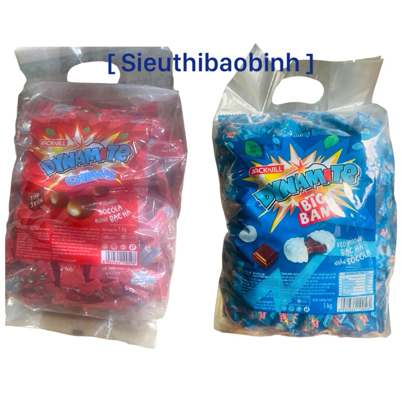 Kẹo Dynamite Big Bang Bạc Hà Nhân Socola ,Dynamite chews Gói 1kg [ sieuthibaobinh
