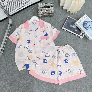 bộ pyjama chất vải lụa mango mát mềm nhẹ co giãn quần đùi áo cộc freesize từ 40kg đến 60kg
