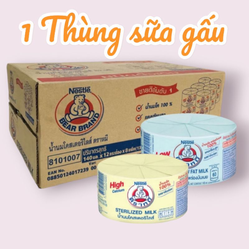 1 THÙNG 96 Lon Sữa gấu Nestle Thái Lan 140ML tăng chiều cao, nhiều canxi