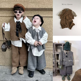 Set bộ áo gile + quần len xuông cho bé phong cách hàn quốc