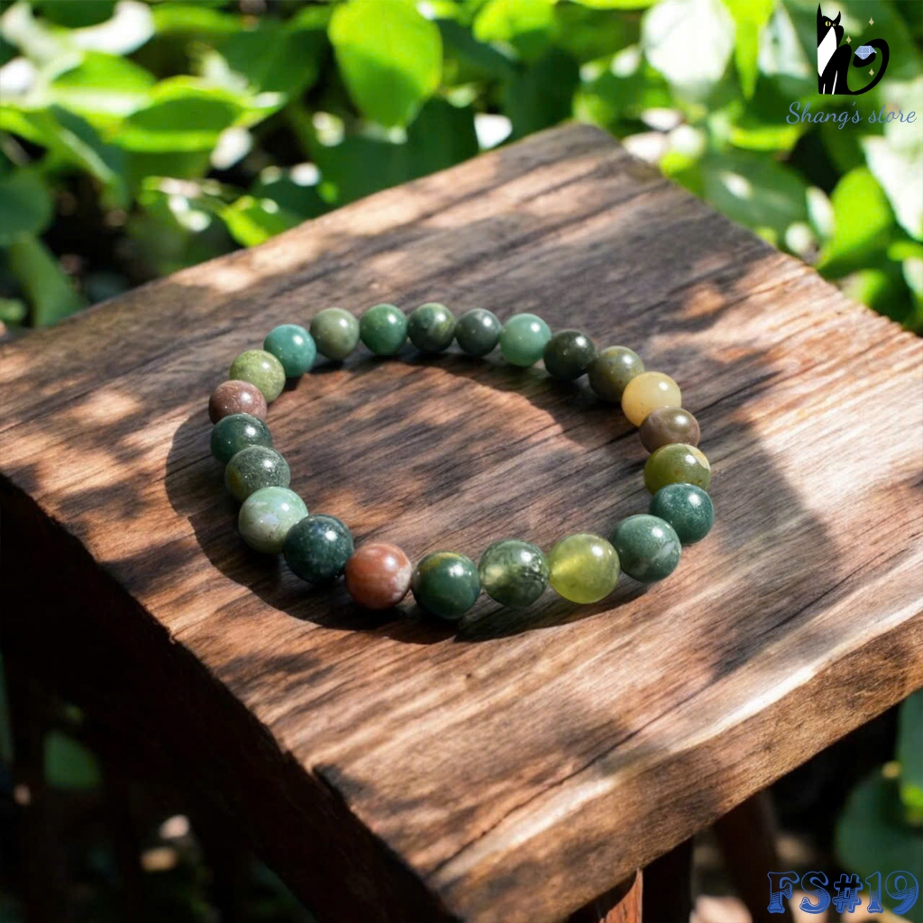 Vòng tay phong thủy bằng đá Indian agate "Hạnh phúc đủ đầy" made by Shang's store