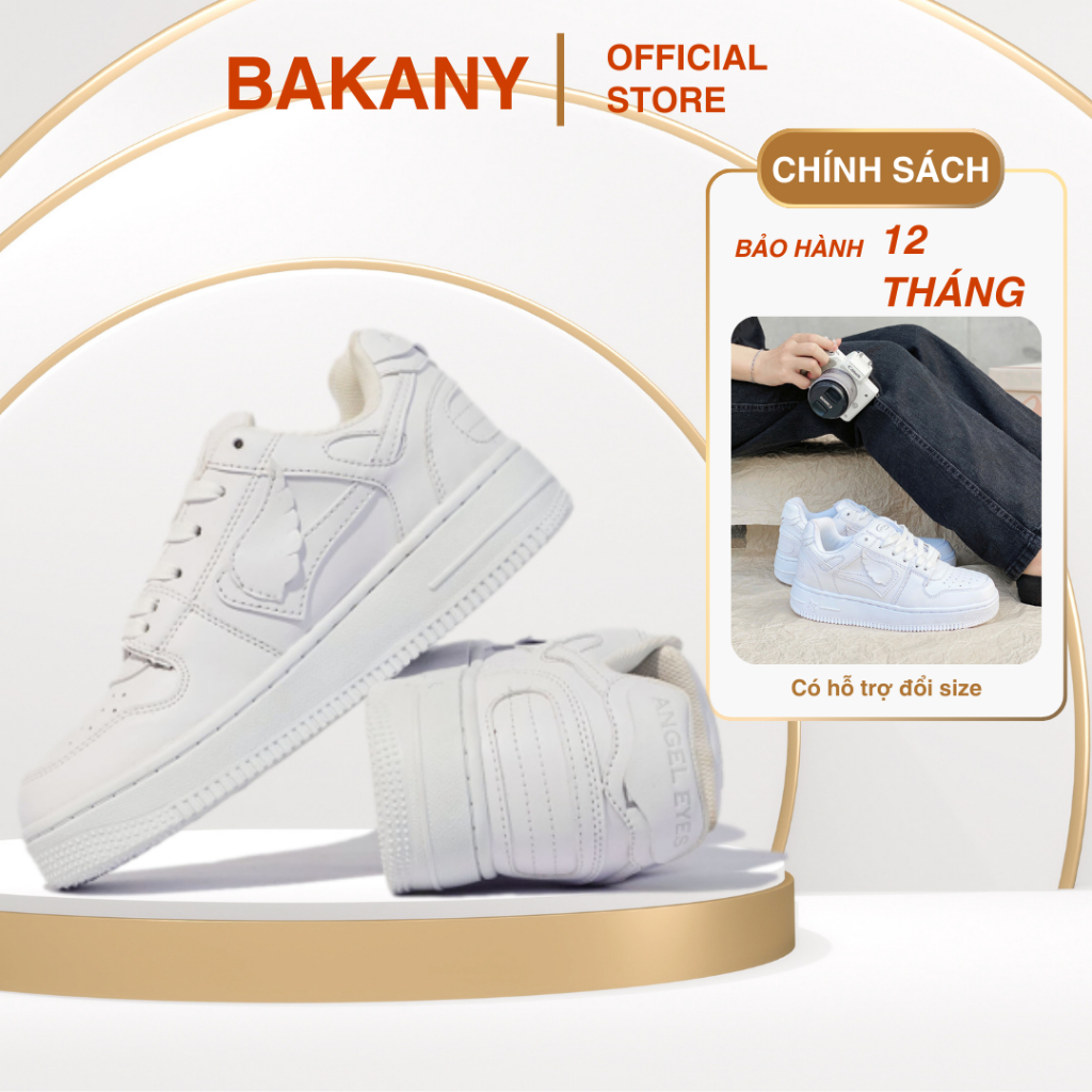 Giày Thể Thao Trắng Angel Nam Nữ, Giày Sneaker Cổ Thấp Đế Cao Kiểu Dáng Basics || AG EYES Trắng