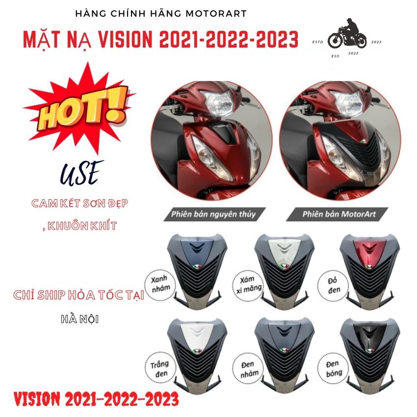 Mặt Nạ Xe Vision 2021-2024 Chính Hãng Motorart - Thiết Kế Độc Đáo