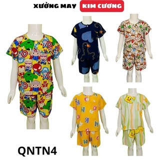 Đồ bộ tole lanh bé trai  tay cộc quần ngắn mặc nhà thoáng mát Kin Cương QNTN4