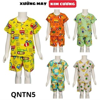 Đồ bộ bé trai chất vải tole lanh quần ngắn tay cộc Kim Cương QNTN5