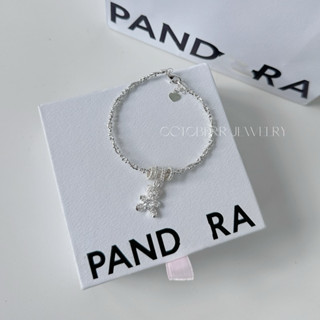  Lắc tay bạc nữ - Lắc tay mix cham gấu teddy dễ thương 