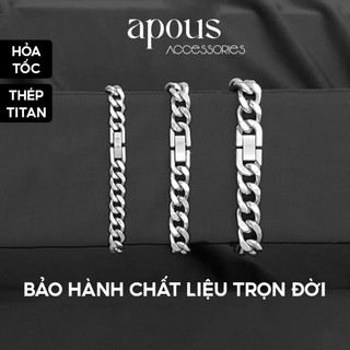   V8  Vòng tay nam nữ Xích Cuban khóa Chữ Nhật xịn - Thép Titan - Phụ kiện trang sức Unisex Apous 
