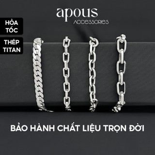   V7  Vòng tay nam nữ Xích Oval Vát Cạnh Basic - Thép Titan - Phụ kiện trang sức Unisex Apous 