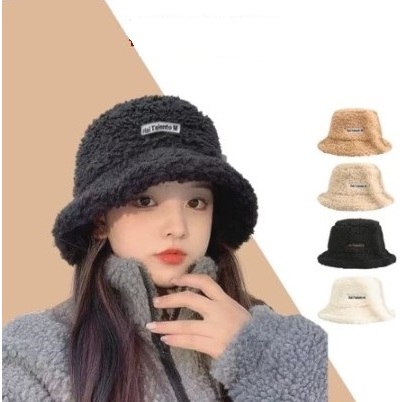 Mũ lông cừu bucket retro phong cách hàn quốc giữ ấm thu đông ulzzang