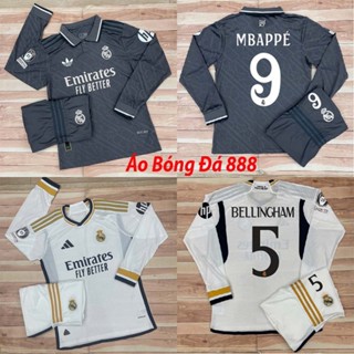 Bộ Quần Áo Bóng Đá CLB Real Madrid Dài Tay 2024 - Vải Polyester Gai Thái Cao Cấp