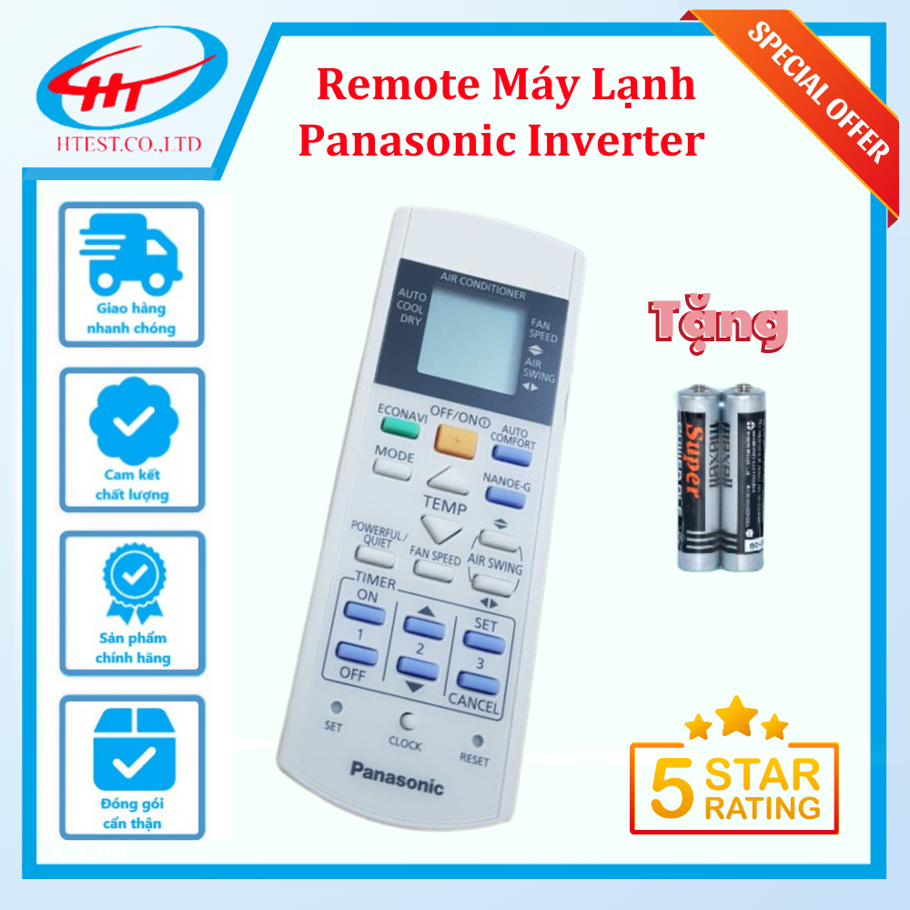 Remote Máy Lạnh Panasonic Inverter nút xanh cam - Tặng pin