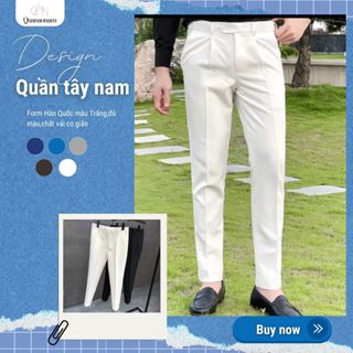 Quần Tây trắng nam công sở, Quần Âu nam form đứng Hàn Quốc chất tuyết mưa co dãn