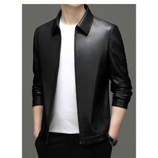  Áo khoác nam da bò thật  chính hãng  cao cấp cổ đứng cổ bẻ kiểu ngắn kiểu nhẹ 2024 