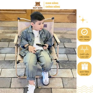  Set bộ jean bé trai áo khoác dài tay áo thun quần short cho bé 2-8 tuổi size 9-24kg thiết kế thu đông | D&T KIDS 