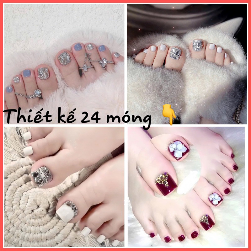  Bộ 24 móng chân giả kèm keo 